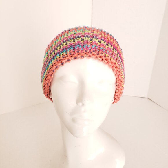 New Handmade Youth Crochet Multicolor Colorful Striped Hat Beanie Cute - Picture 2 of 10